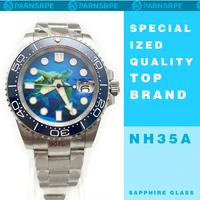 40mm nh35 automatic watch japanese movement c3 luminous dial sapphire mirror mechanical mens watch steel band