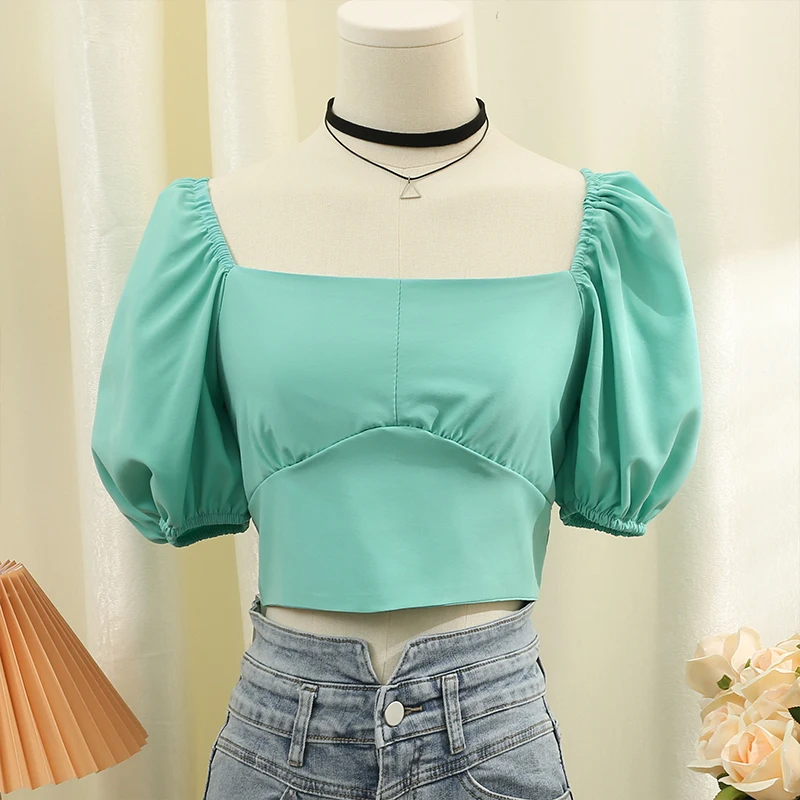 Однотонные укороченные женские футболки Y2K уличная одежда повседневная женская