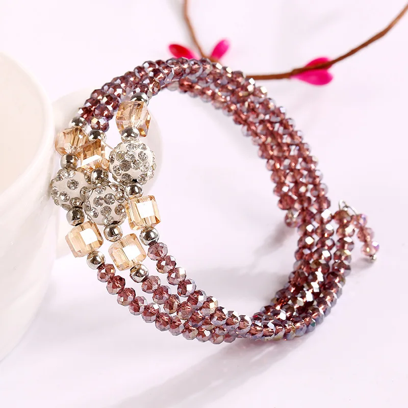 

Colorful Crystal Multi-winding Ladies Beaded Bracelet Fashion Jewelry Soft Pottery Iced Out Bracelet Women Gift Female 2022 New