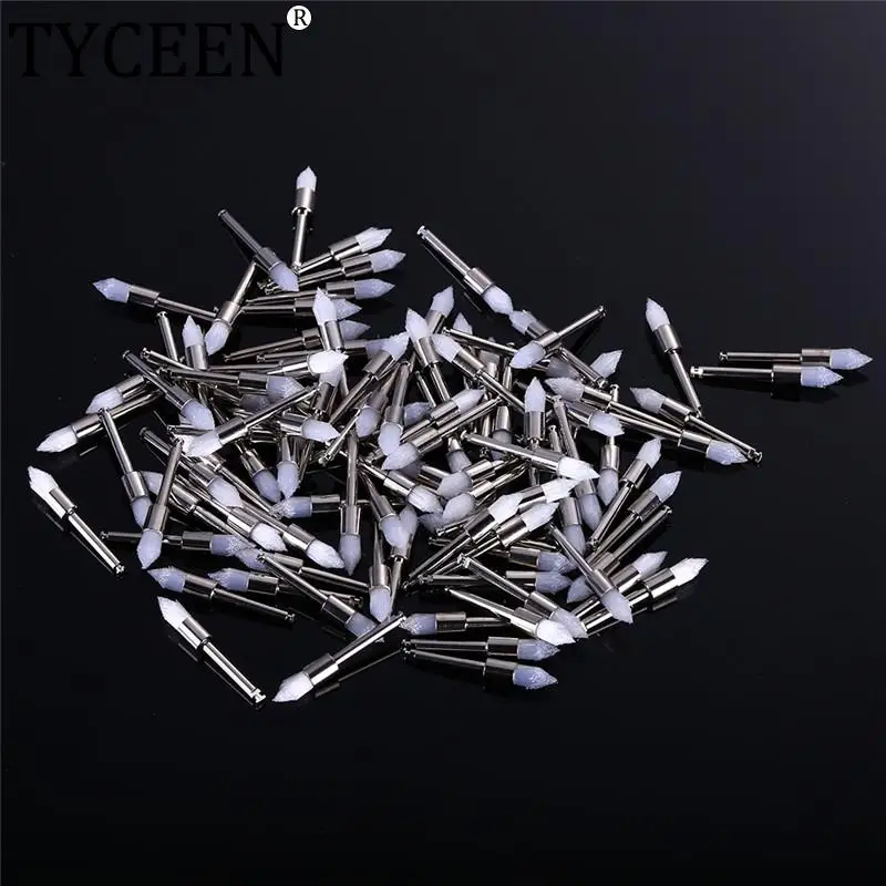 

100 шт., одноразовая белая полировальная щетка с заостренной головкой