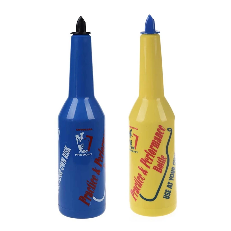 

Retail 2X Flair Bartender Bartending Practice Bar Pub Bottle Wine Cocktail Shaker - Yellow & Blue