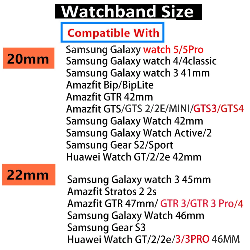 22mm 20mm Trail Loop Band For Samsung Galaxy Watch 4 3 strap classic 5 Pro active 2 Gear S3 correa Bracelet Huawei watch GT 2 3