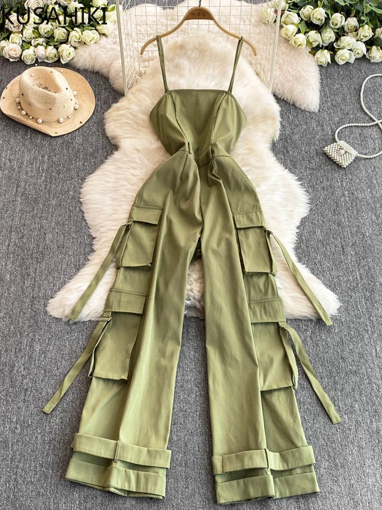 KUSAHIKI 2023 весна-лето новые женские комбинезоны без бретелек с несколькими