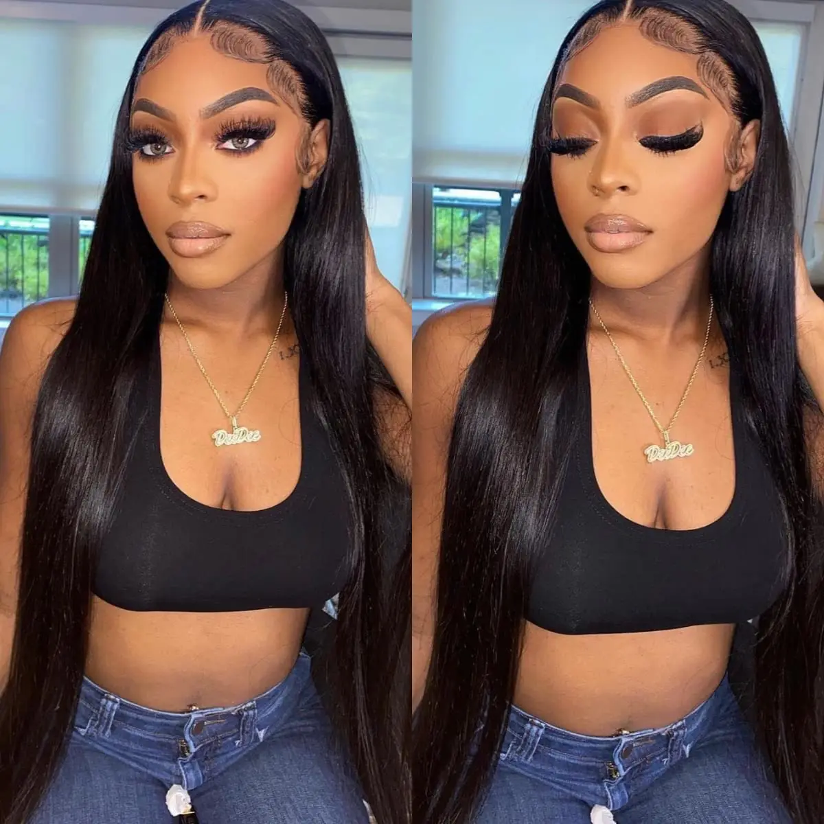 Marchqueen T Part Lace Wig Human Hair Straight 13x4x1 Lace Front Wigs Pre Plucked For Women Brazilian Remy Straight Frontal Wig