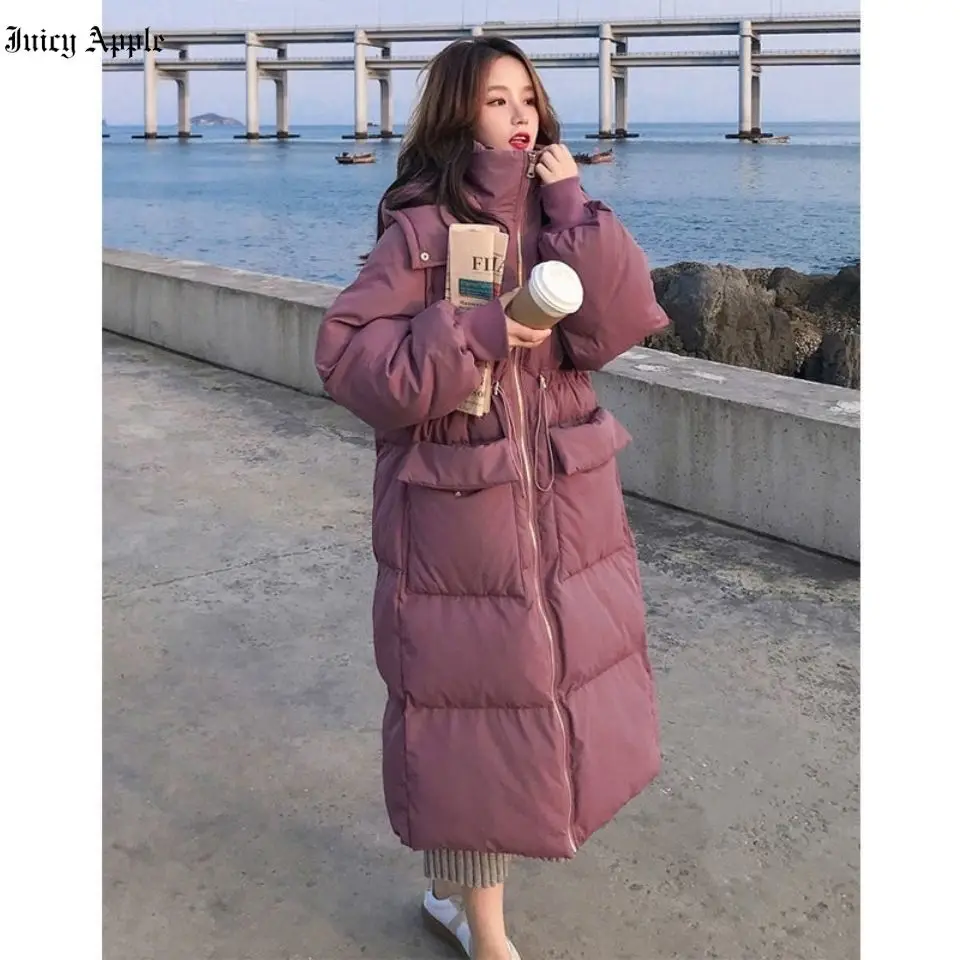 Women's Winter Jackets 2022 Long Hooded Padded Female Coats High Quality Warm Streetwear Zipper Pockets Outwear Womans Parkas