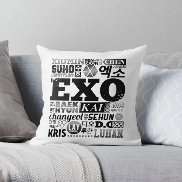 

Exo Font Collage Printing Throw Pillow Cover Fashion Soft Comfort Anime Waist Hotel Bedroom Cushion Decor Pillows not include