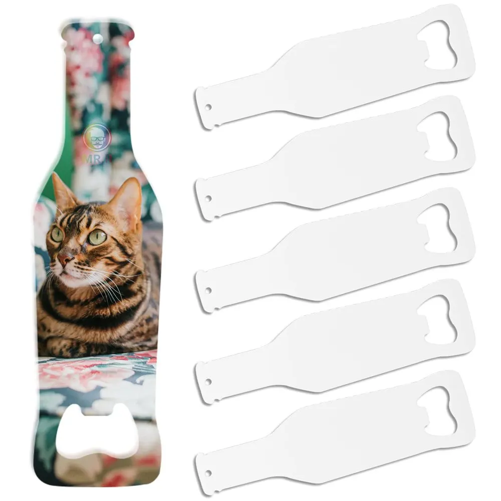 

6 Pieces Sublimation Blanks White Color Stainless Steel Bottle Shape Opener, Solid and Durable Beer Openers, White Color