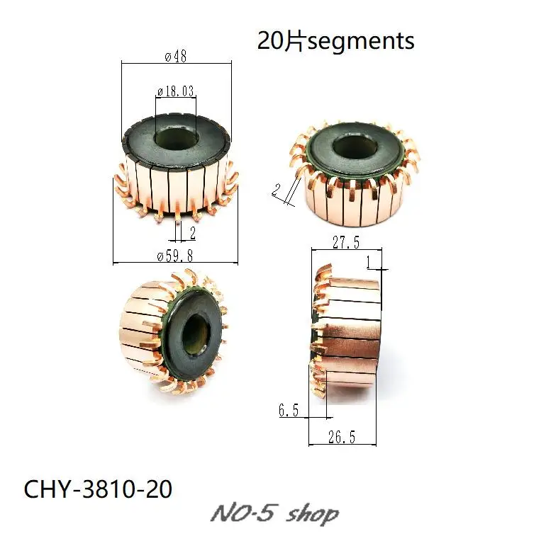 

5Pcs 48x18.03x26.5(27.5)x20P Copper Bars Electric Motor Commutator