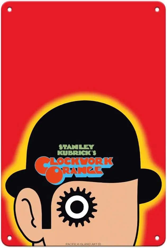 Заводной оррант Stnley Kubrck — Strrng Mlcolm McDowell плакат Vntge Flm Move c.1972-8 x 12 nch Metl Tn Sgn