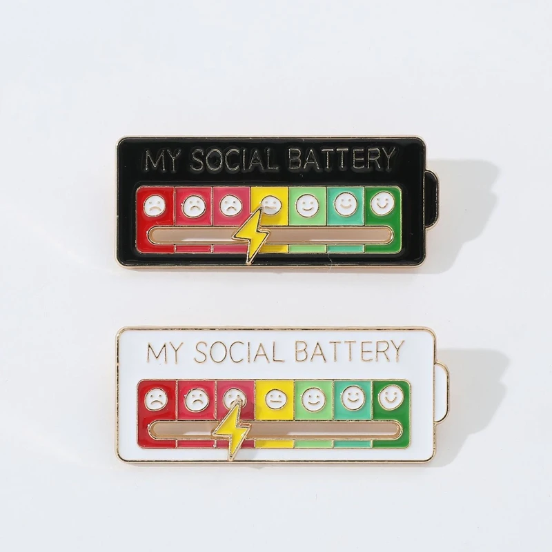

Забавная эмалированная булавка с кнопкой My Social на батарейках, датчик настроения на 7 дней, брошь, имитация драгоценностей, подарок