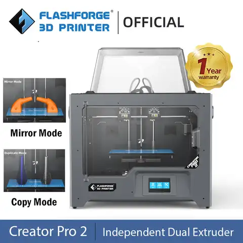 3D-принтер с двумя независимыми экструдерами, зеркальным и дублирующим режимами печати