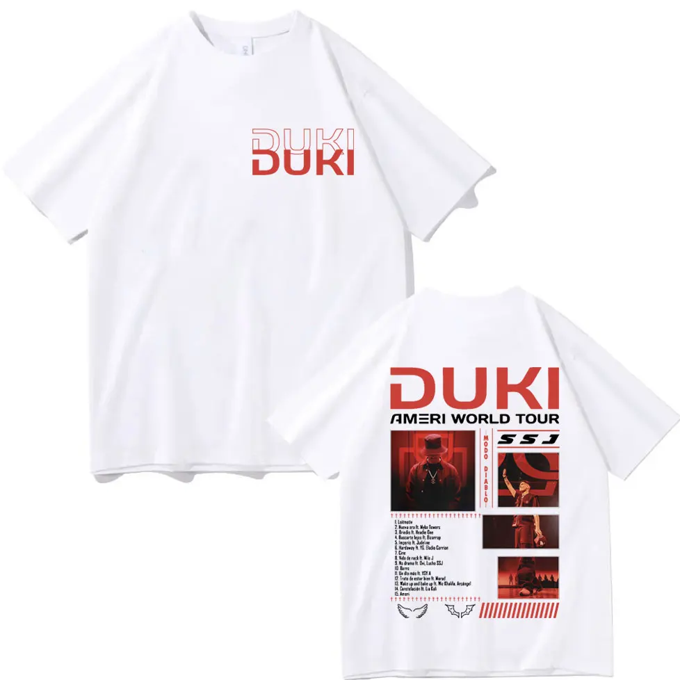 Рэпер Duki Ameri World Tour Графические футболки Мужская мода Хип-хоп Футболка с коротким