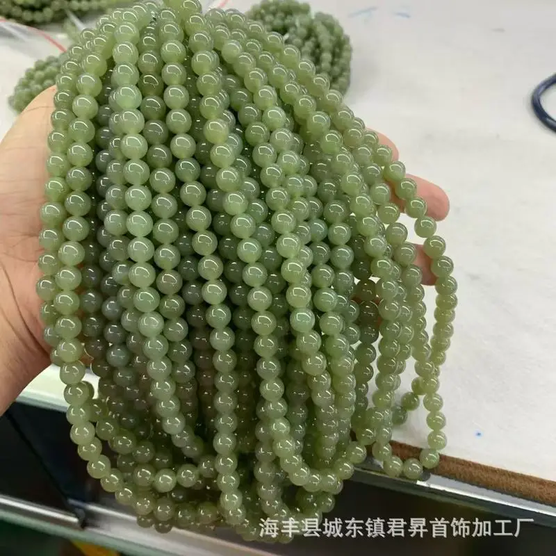 Фото Цинхай, 8 мм, гладкое и изящное ожерелье из хетианского нефрита, универсальный стиль. №3