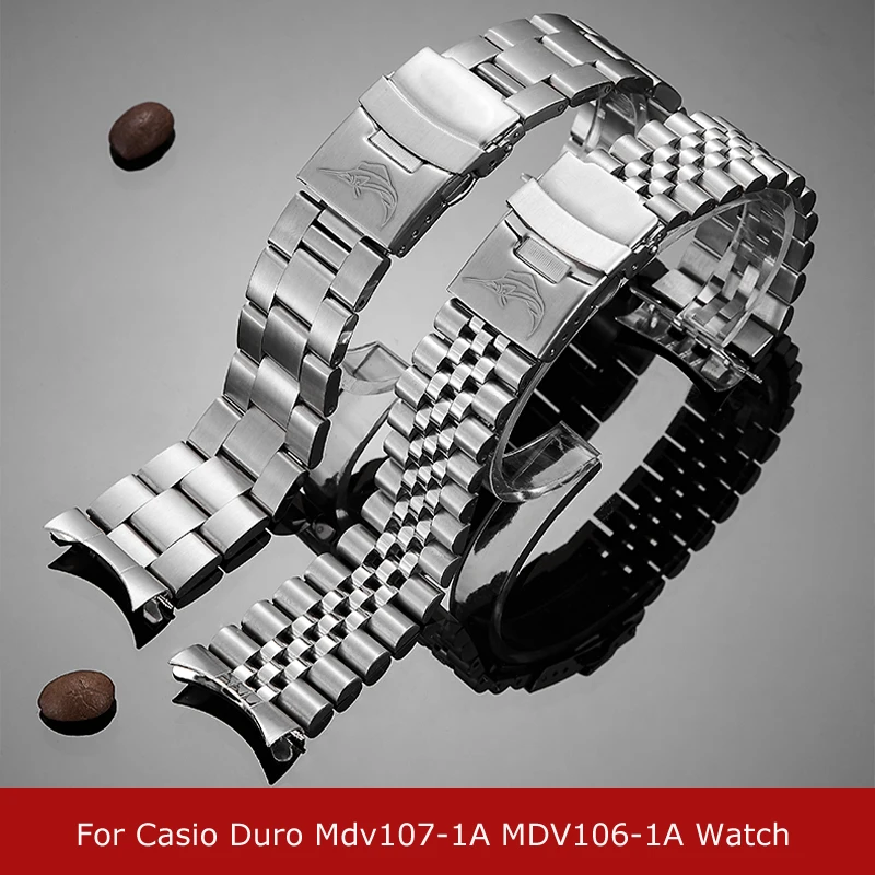 

3 Styles Diving Steel Metal Strap For Casio Duro Mdv107-1A MDV106-1A Watch Wristband Bracelet Watchband Replacement Parts 22mm