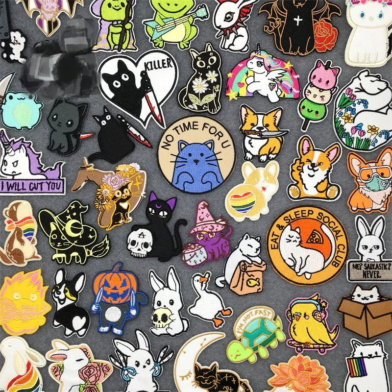 Мультяшные вышитые нашивки для одежды, термоклейкие нашивки на одежду, наклейки, термоклейкие нашивки с рисунком животных, Аппликации «сделай сам»