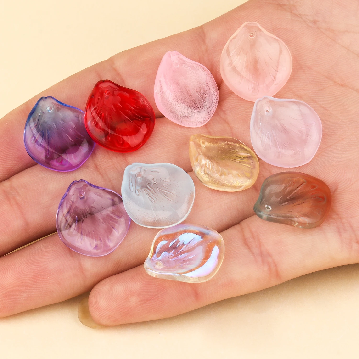 

20 шт., стеклянные бусины в форме цветка, 20 х18 мм