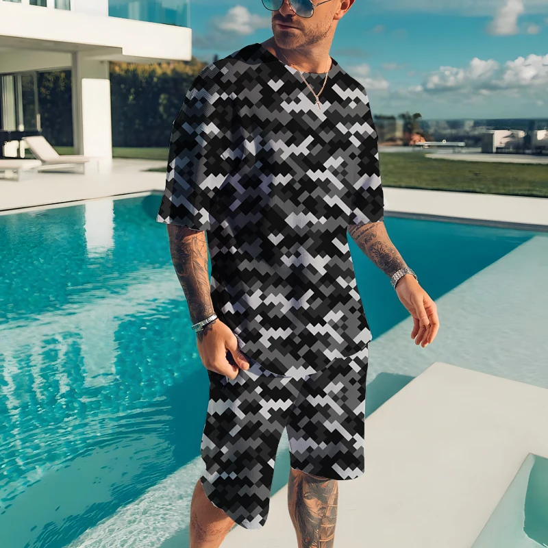 

Men's Camouflage 3D Printed Custom 100% Polyester Street Crew Neck Short Sleeves + Shorts 2 Pieces Casual Sports Oversized XXS-6