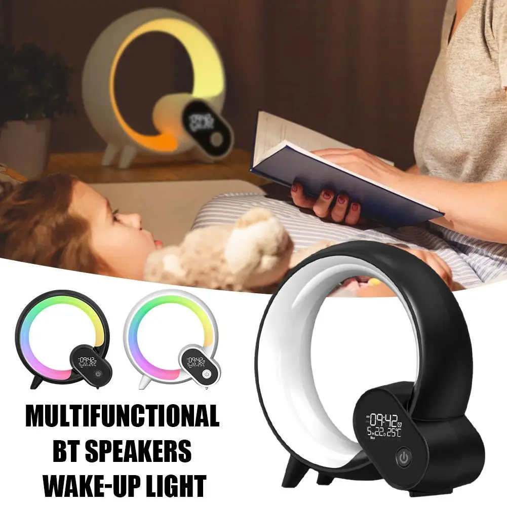 

LED Digital Smart Wake Up Light RGB Night Light With Bluetooth Speaker USB Charging Table Lamp For Bedroom Game Room L2K2