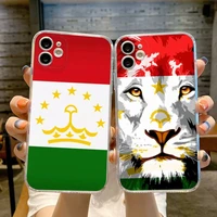 tajikistan flag phone case transparent for iphone 13 12 11 pro max mini x xr xs 7 8 6s plus phone full coverage covers