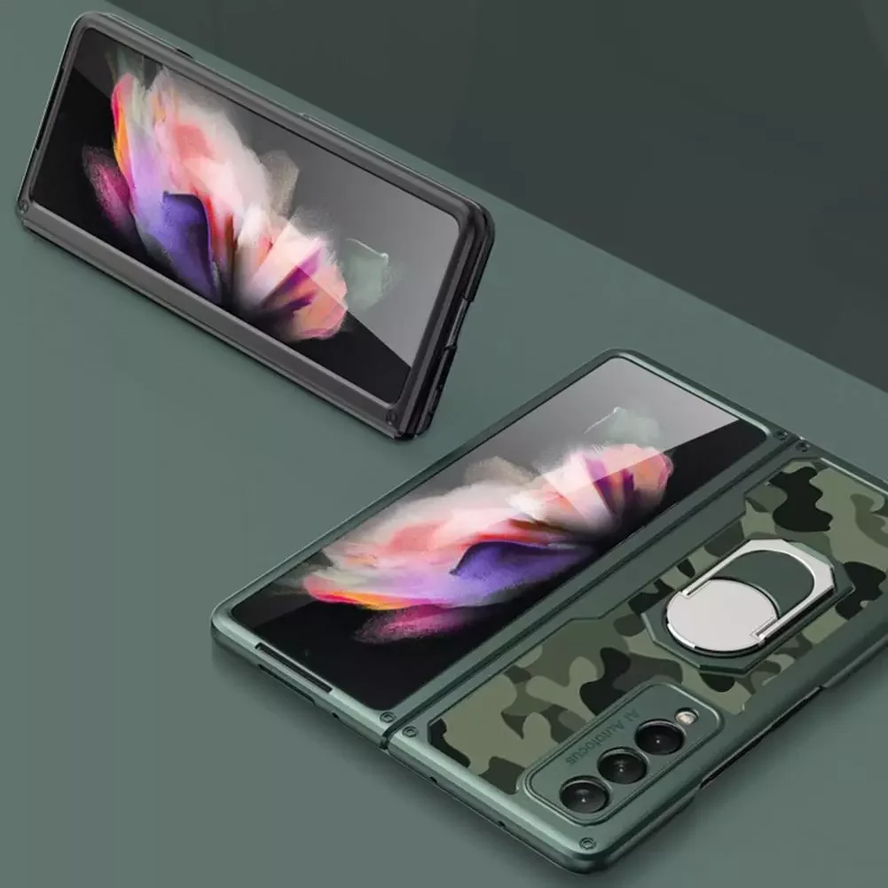 

Phone Case Shell with Finger Loop Stand Galaxy Z Fold 3 Case for Galaxy Z Fold 3 5G Holder Ultra Slim Case