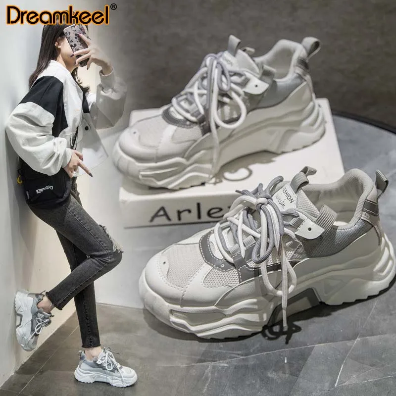 

Women Vulcanized Shoes Fashion Comfortable Platform Shoes Woman Flat Sneakers Shoes Ladies Lace Up Casual Sport Shoes Y