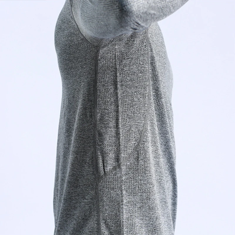 LU Men's Training Gym T Shirt Breathable Workout Sports Shirt Long Sleeve O Neck Compression Shirt Solid Fitness Sportwear