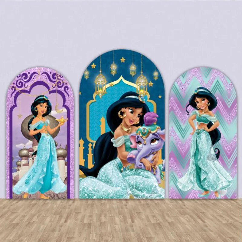 

Disney Princess Aladdin Jasmine Arch Backdrop Girls Baby Shower Birthday Wedding Party Photography Backgrounds for Events