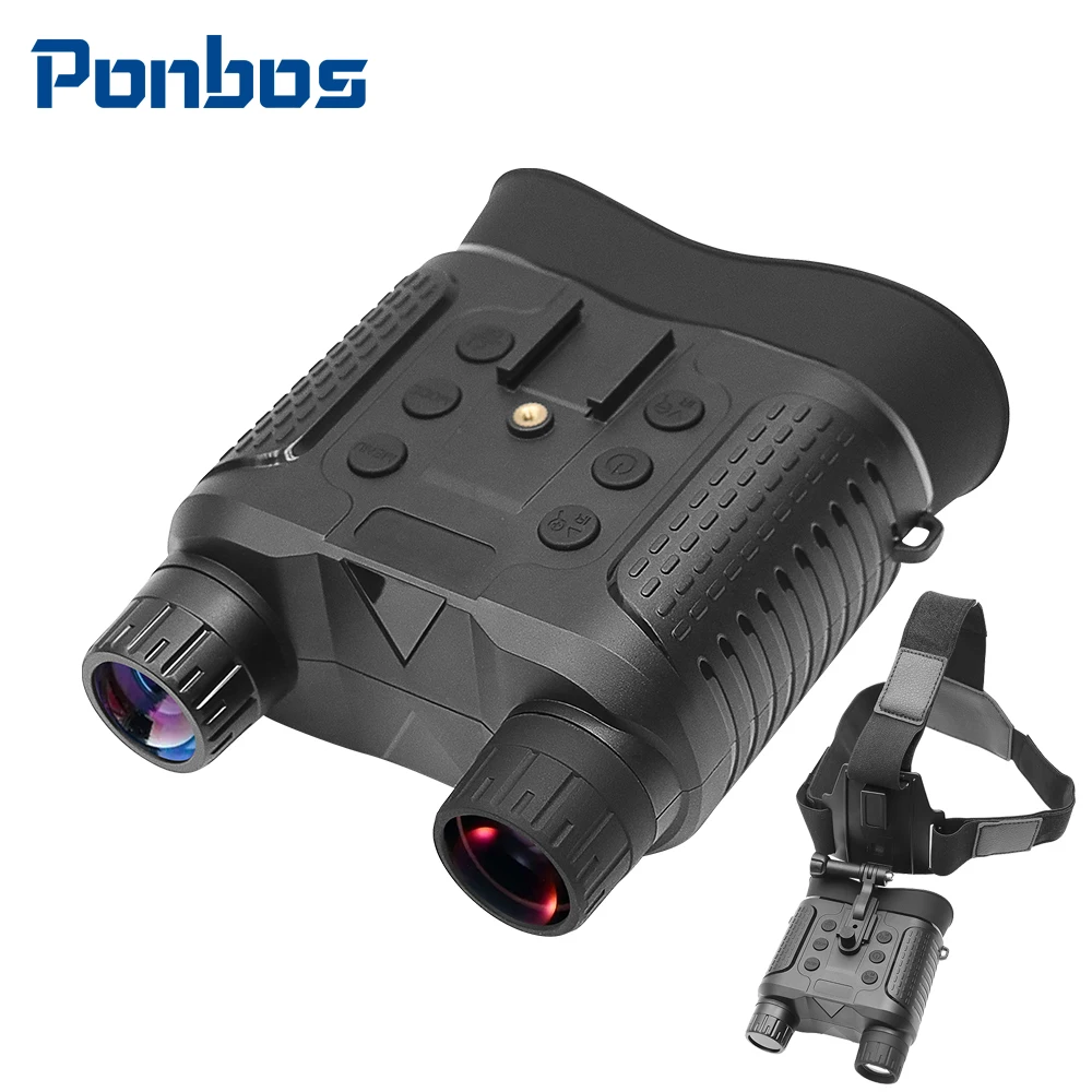 

Ponbos NV8160 400M Full Dark Infrared Night Vision Head-mounted Binoculars Telescope Goggles 8X Zoom Digital for Hunting Camping