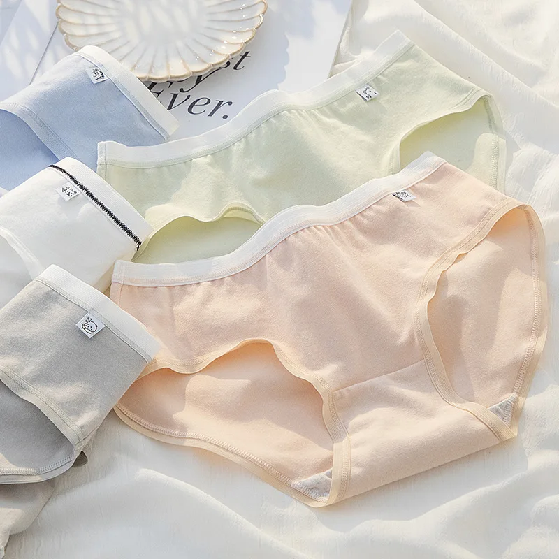 

5Pcs Girls Cotton Panties Mid Waist Young Lady Girl Panti Women Underwear Soft Briefs Woman Underpants Lingerie Underpanties New