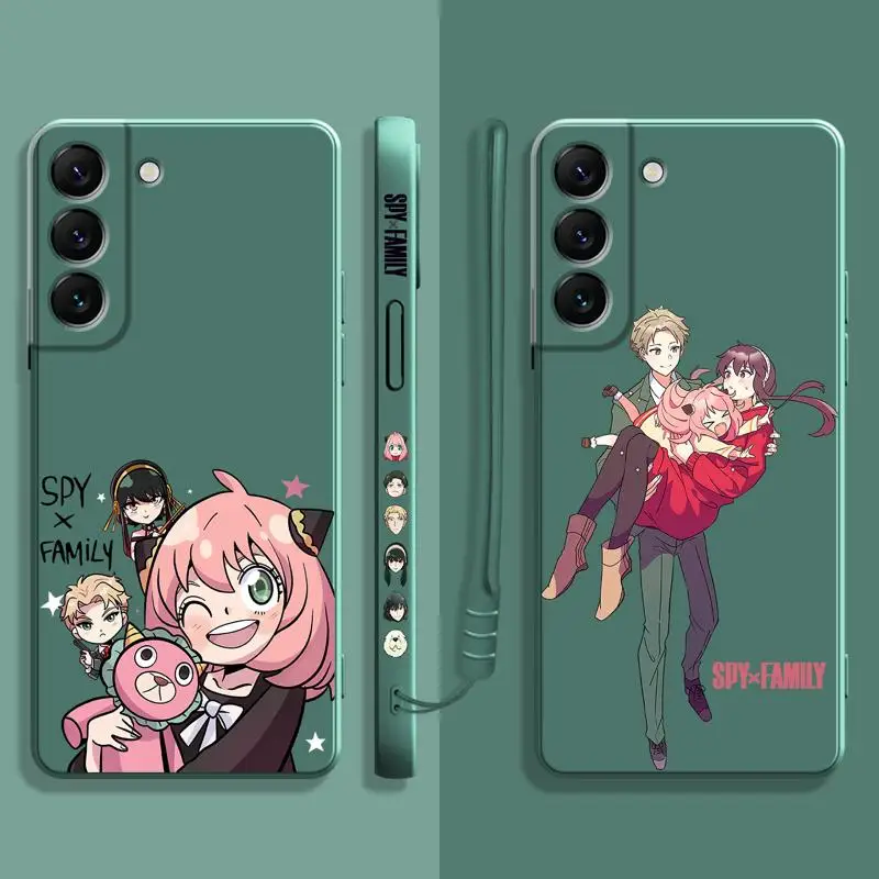 Liquid Case For Samsung Galaxy S22 S21 S20 FE Ultra S10 S9 S8 Plus S10e Note 20 10 Lite Spy × Family Loid Forger Hold Anya Yor