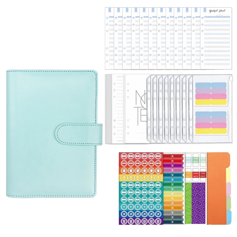 

A6 PU Leather Budget Binder Cover Binder Pockets with Expense Budget Sheet for Cash Stuffing and Budget Planner