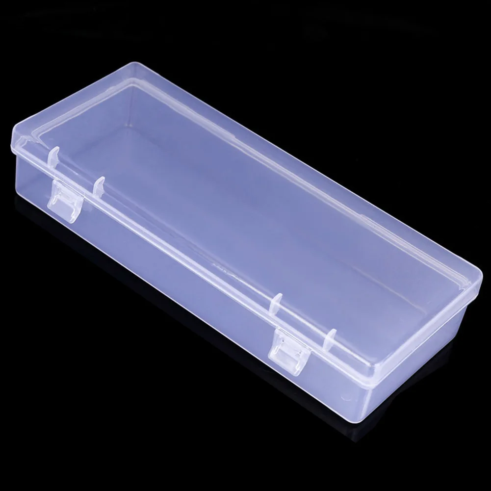 Protable Transparent Plastic Storage Box Cosmetics Stationery Storage Holder Pills Jewelry Necklaces Case Container 15.5*6.3*3cm