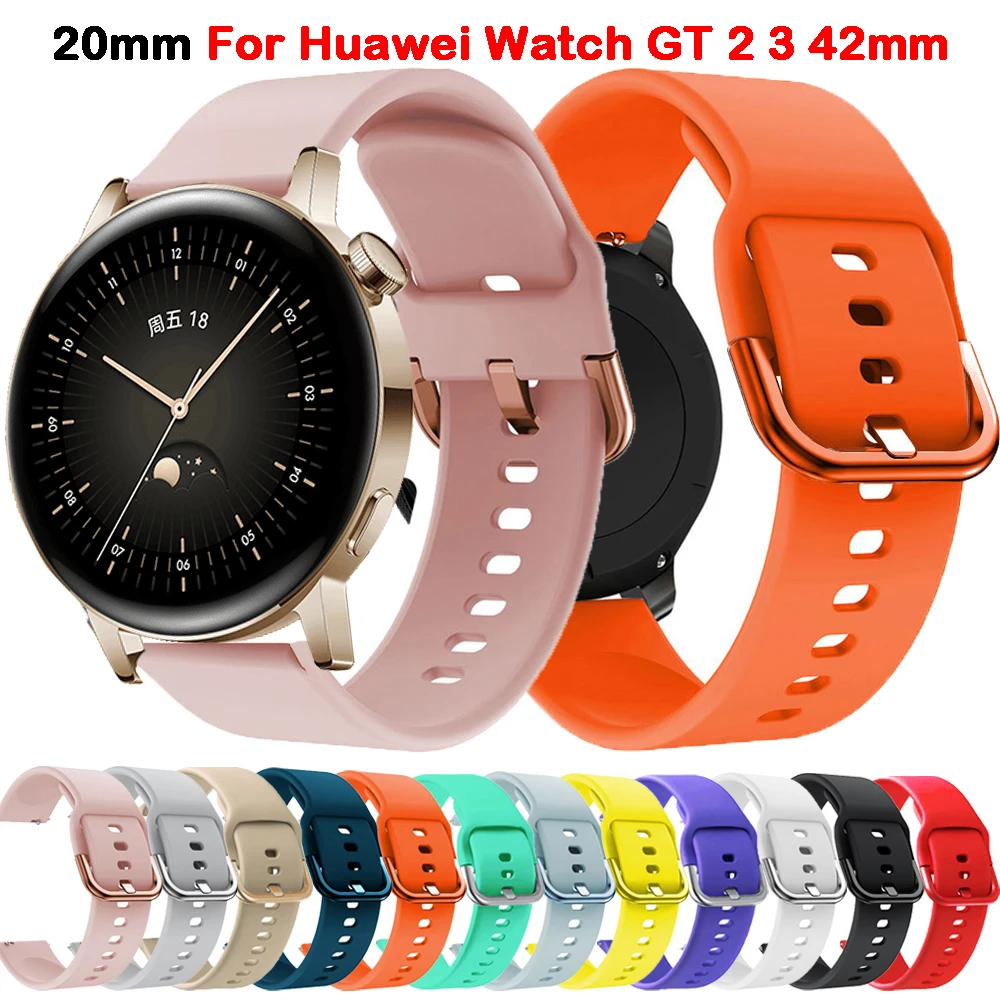 

For Huawei Watch GT 3 42mm Smart Watch GT2/GT3/Honor Magic 2 42mm/Pro 43mm Watchstrap Silicone Watchbands 20mm Band Bracelet