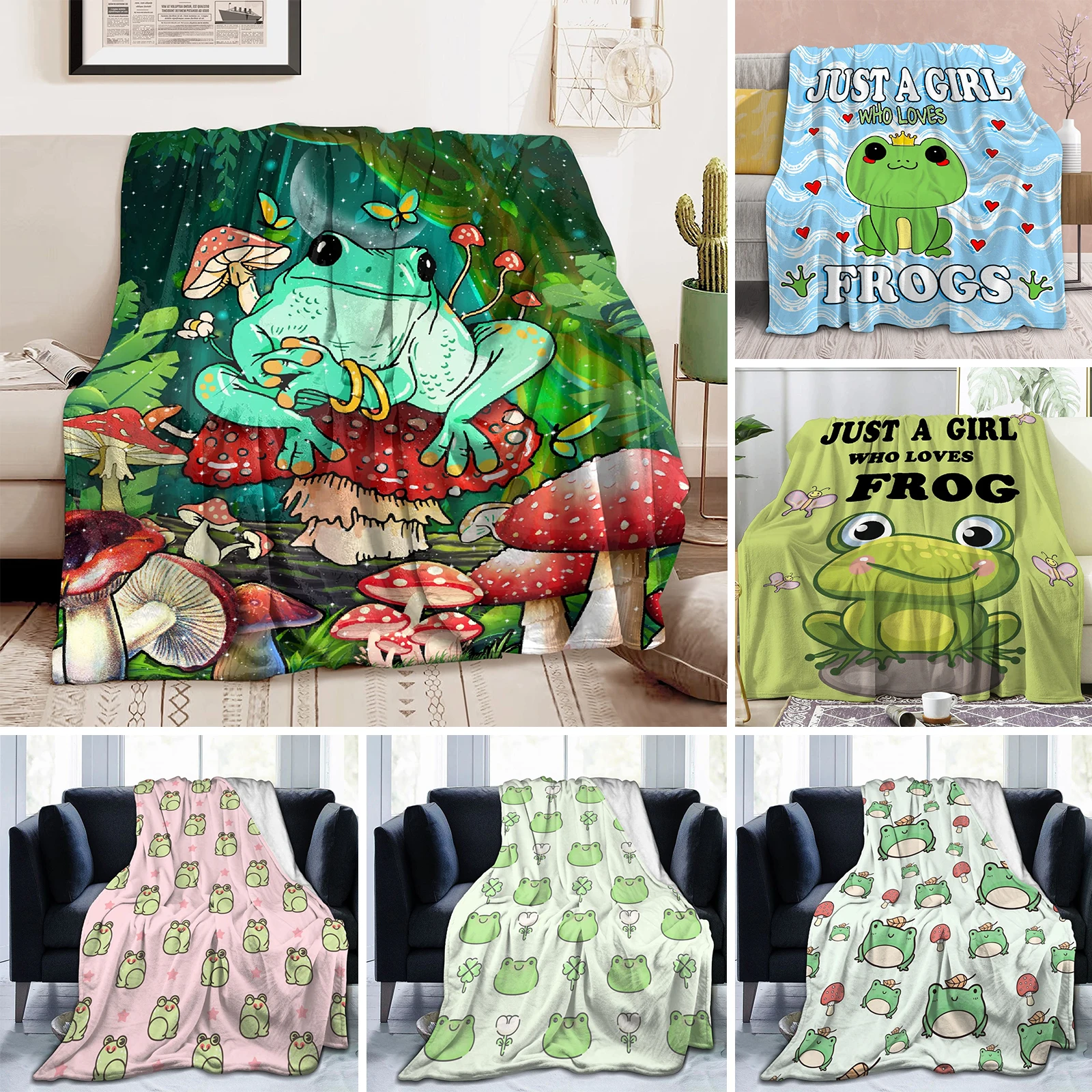 

Мягкое покрывало в виде гриба, лягушки, удобное пушистое одеяло для кровати, дивана, гостиной, пикника, подходит для любого сезона, для подро...