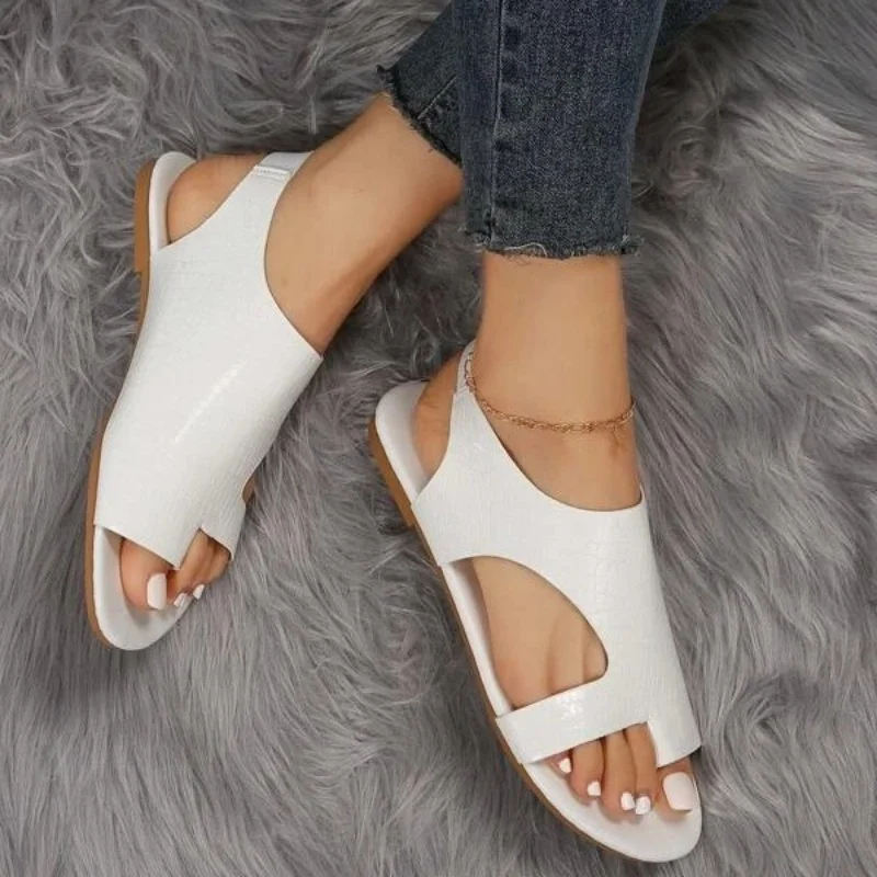 Women Crocodile Embossed Cut Out Thong Sandals Artificial PU Leather Slingback Fashion Outdoor Summer Slides office-Ladies Shoes