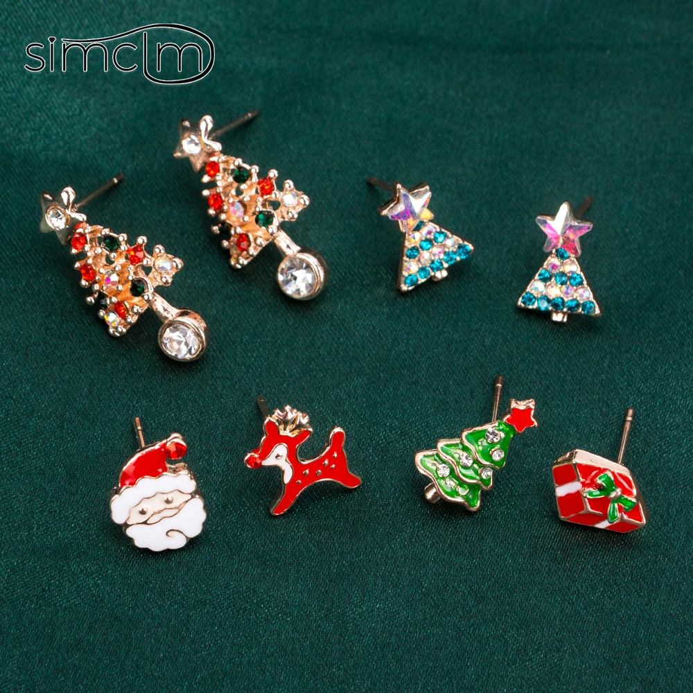 

Новые модные яркие рождественские серьги для женщин с Санта Клаусом, снеговиком, набор ювелирных изделий, подарки для девочек, оптовая прод...