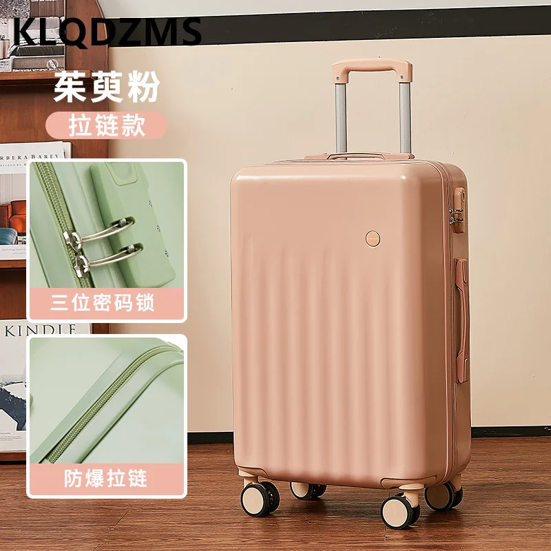 KLQDZMS Classic Vertical Trolley Luggage Female Multi-Size Portable Suitcase Aluminum Frame 20 Inch Silent Boarding Case