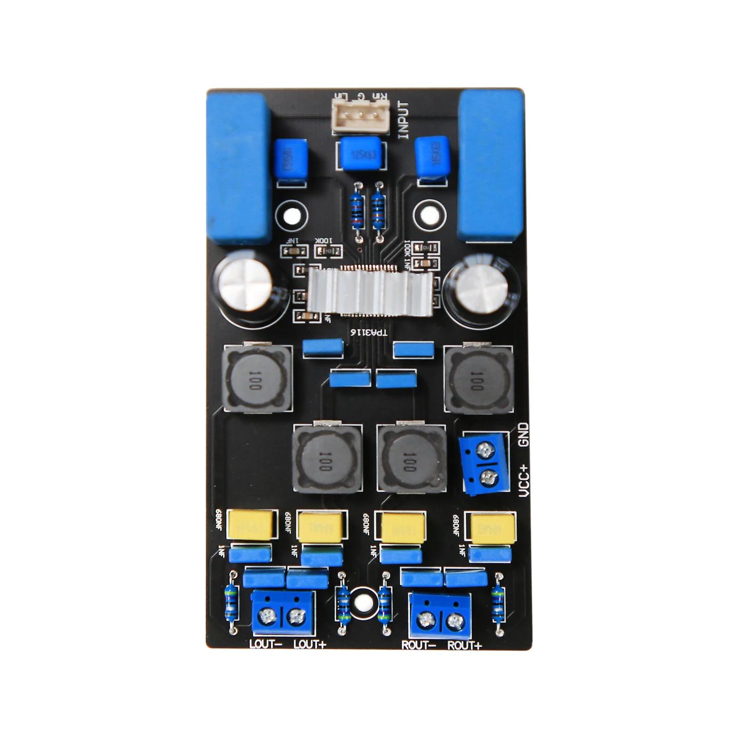 Фото Плата цифрового усилителя мощности YJCO TPA3116D2 2x50W класса D HiFi, модуль стереоусилителя звука DC18-24V для самостоятельной сборки акустических систем №2