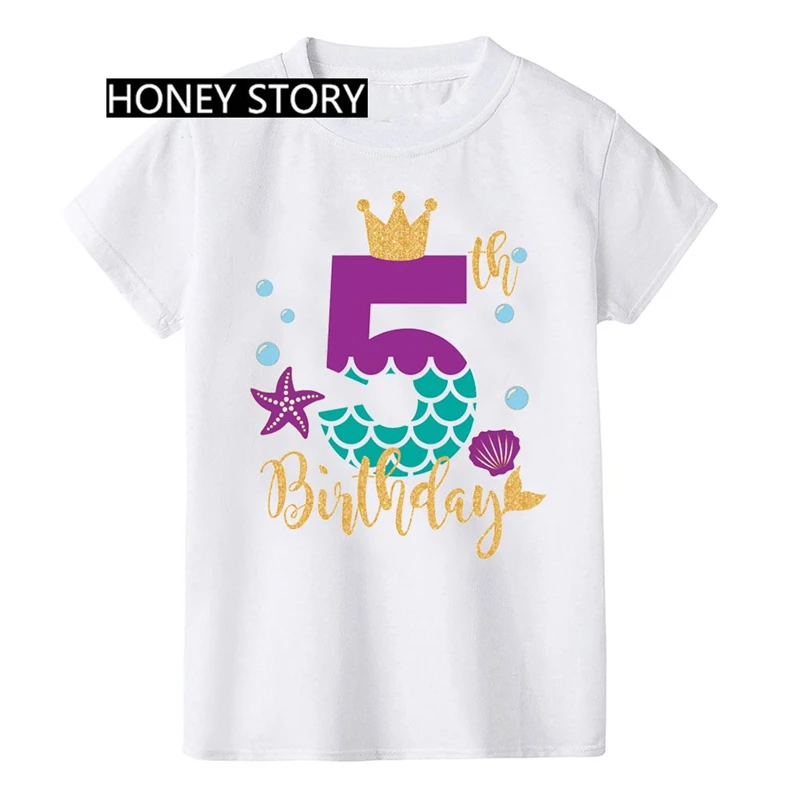 

Girls Boys Birthday 4Y 5Y 6Y 7Y 8Y Letters Graphic Printed White T-shirt Summer New Fashion Short Sleeve Children Tshirts