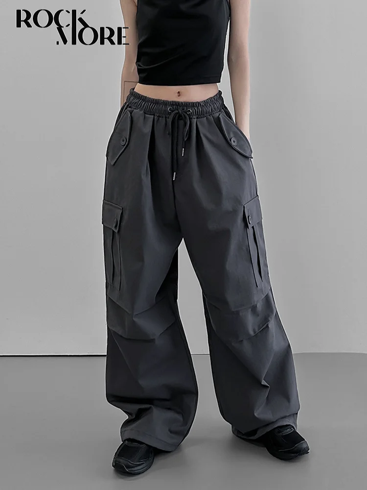 

Rockmore Harajuku Pockets Parachute Cargo Pants Casual High Waist Baggy Trouser y2k BF Style Loose All-match Sweatpant Joggers
