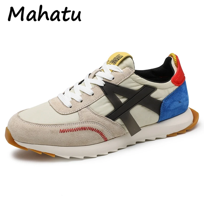 

2022 spring new men's sports shoes trendy shoes brand men's leather running shoes lightweight breathable casual shoes