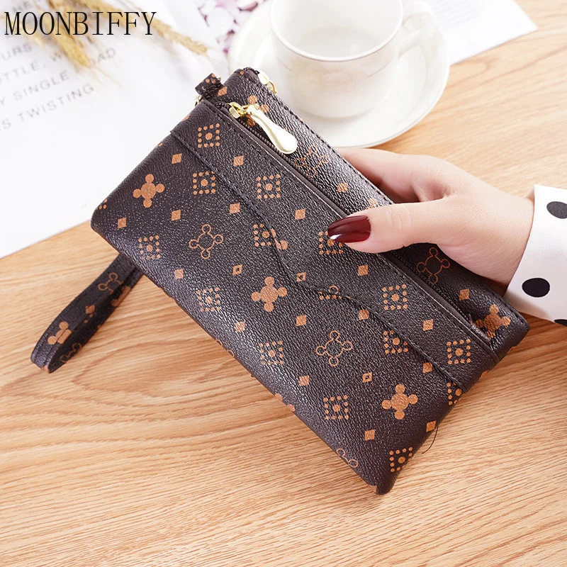 

Women Long Wallet Double Zipper Clutches Purse Big Letter Fashion Wristlet Wallet Phone Card Holder Wallets Double Zipper Clutch