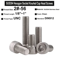 20pcs 2 56 din912 unc thread sus304 stainless steel hexagon socket knurled cap head bolts thread length 18 1