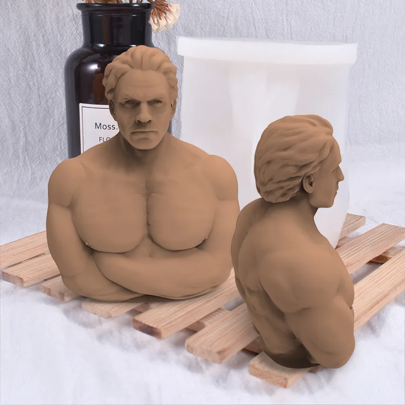 3D Strong Muscle Male Body Silicone Mold Resin Wax Melt Soap Clay DIY Candle Molds for Making силиконовые формы |