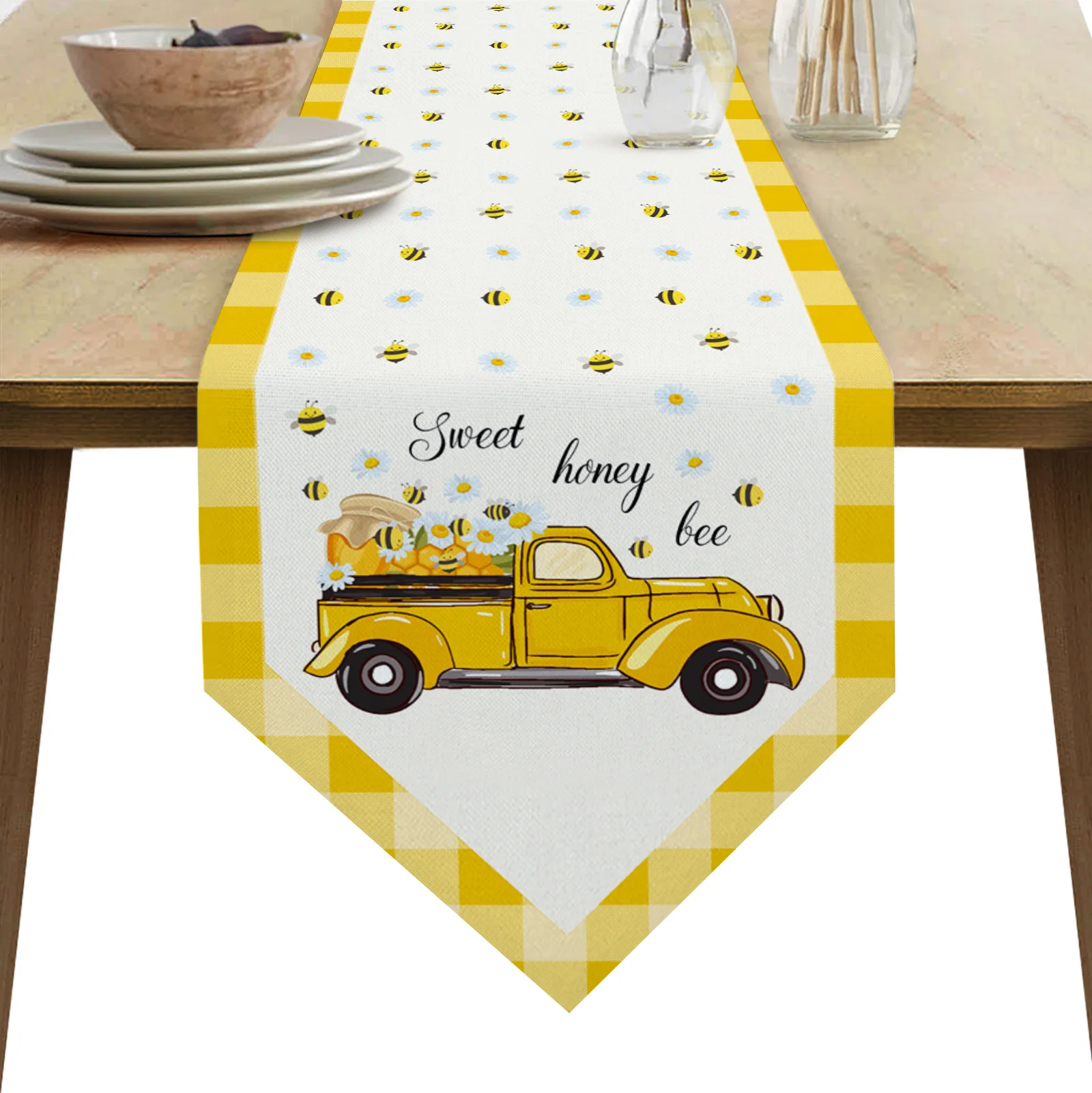 

Бегунки для стола с пчелами и маргаритками, свадебное украшение, современный декор для обеденного стола, настольные бегунки