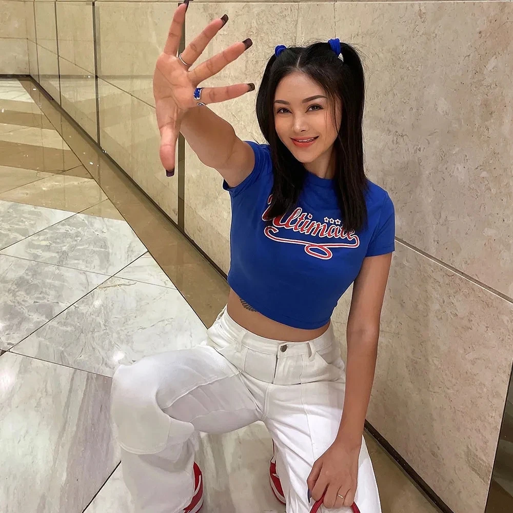 Топ женский летний Y2K детская облегающая женская футболка с графическим рисунком