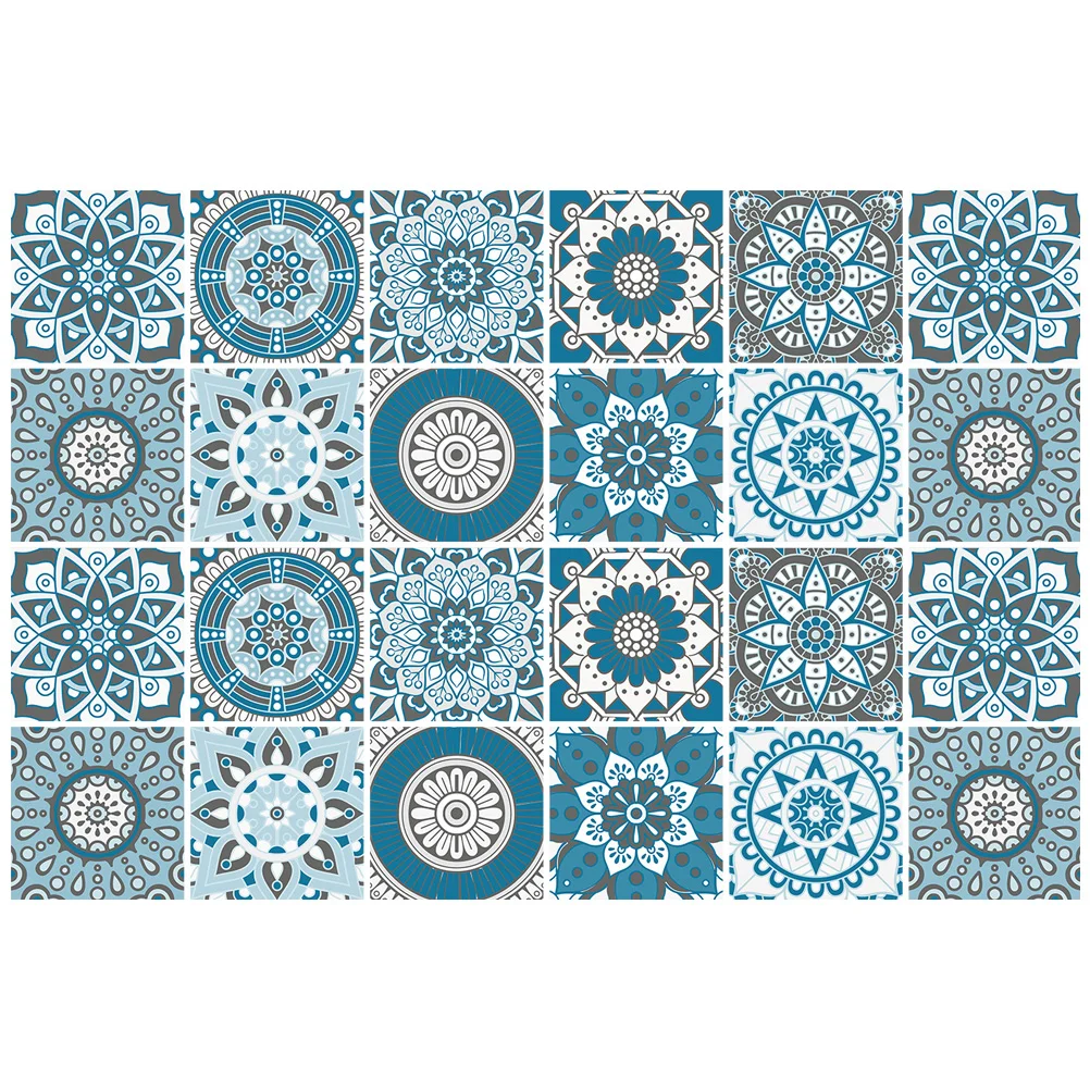 

24Pcs Mandala Wall Tile Stickers Adhesive Peel and Stick Removable Wall Stickers