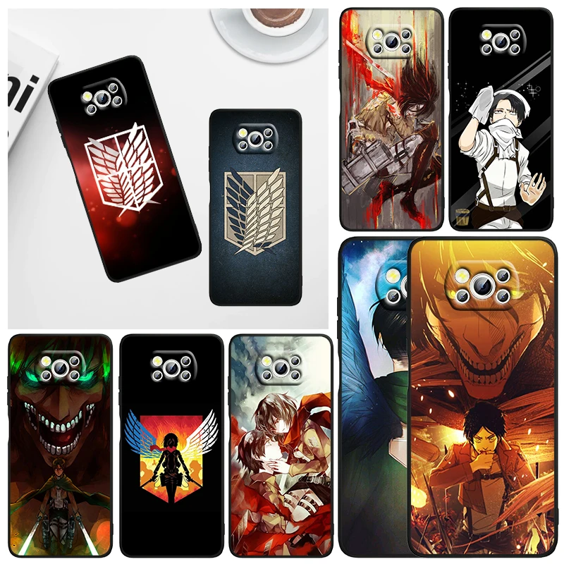 

Anime Attack On Titan Logo Phone Case For Xiaomi Mi Poco X5 X4 X3 NFC F4 F3 GT M5 S M4 M3 M2 C50 Pro C3 5G Black Cover