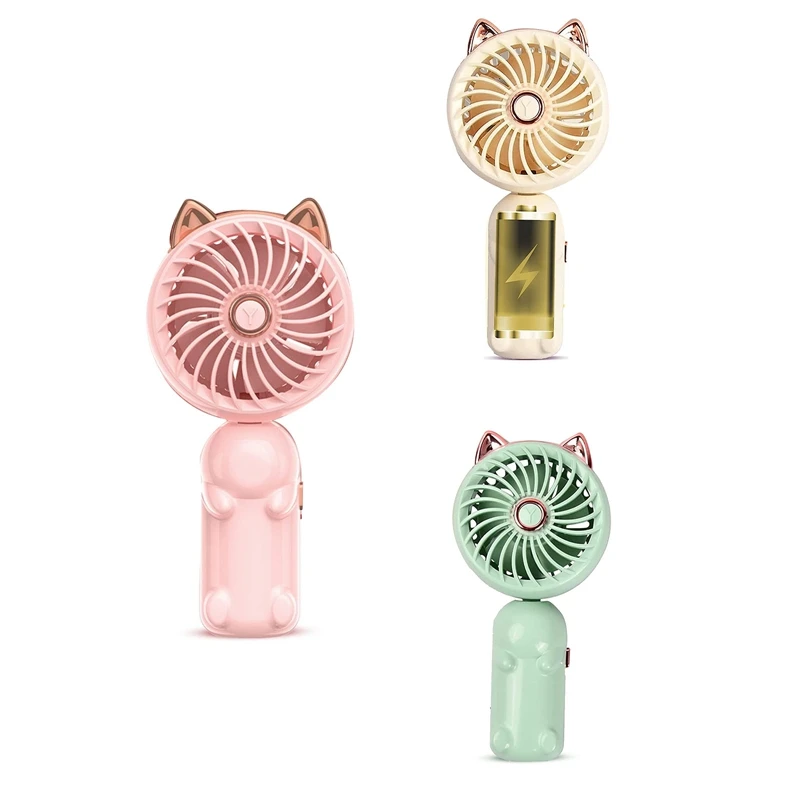 

1 Piece Mini Fan Foldable Small Fan With Cat Ears With USB Rechargeable Battery (Pink)