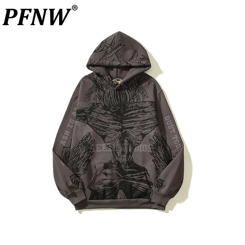 

Толстовка PFNW в американском стиле унисекс, винтажный свитер в стиле хип-хоп с рисунком ангела дьявола и крыльями, модное пальто для мужчин и женщин, 12Z5220